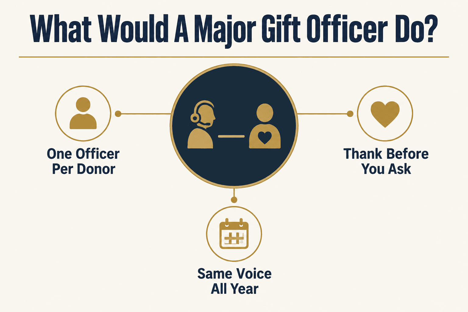 One officer per donor, thank before you ask, same voice all year