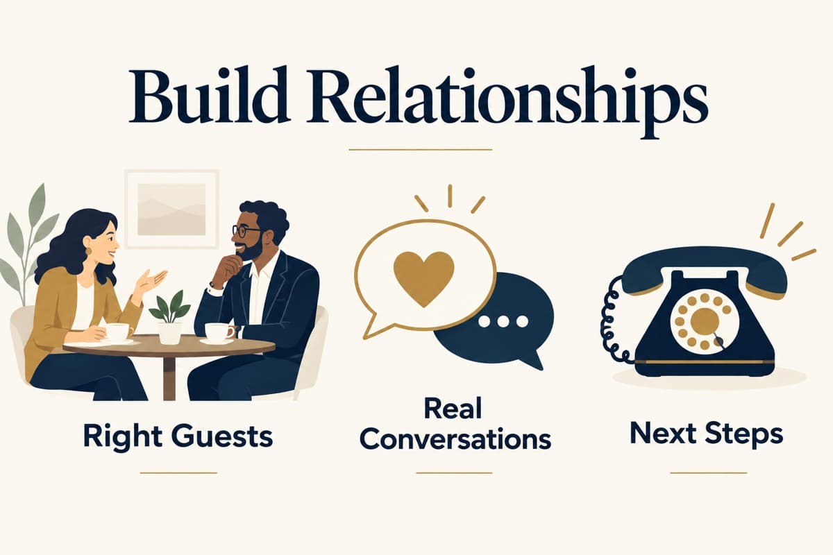 Build relationships through the right guests, real conversations and next steps