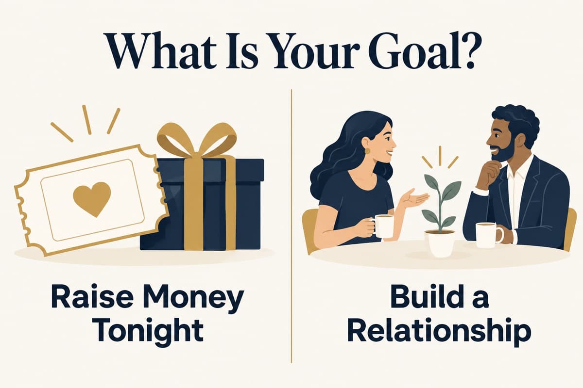 Decide whether the event is meant to raise money tonight or build a relationship
