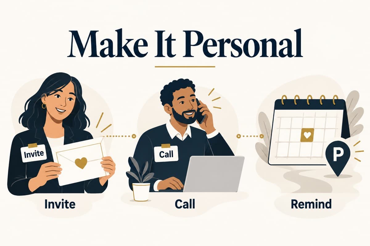 Manage RSVPs with personal invitations, calls and reminders