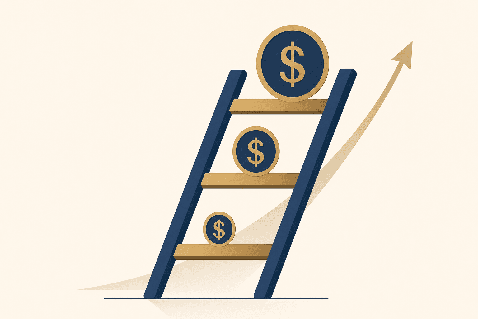 Illustration of an ascending ask ladder with increasing gift amounts at each rung