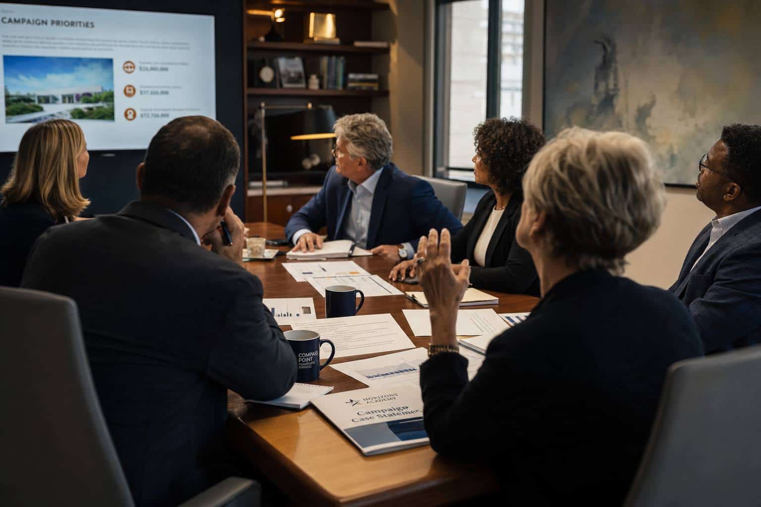 Catapult campaign strategists reviewing case materials