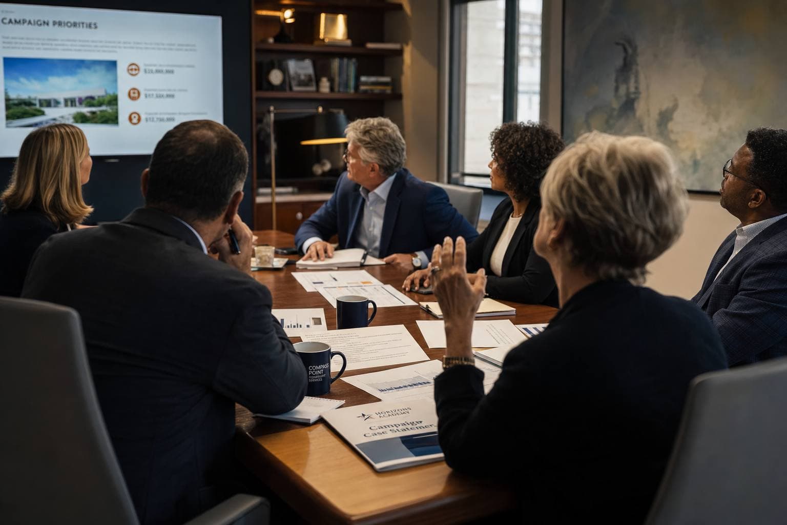 Catapult campaign strategists reviewing case materials